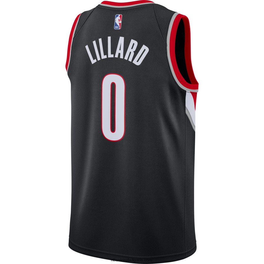 NBA JZ8F021711 portland trail blazers damian lillard nike black swingman jersey
