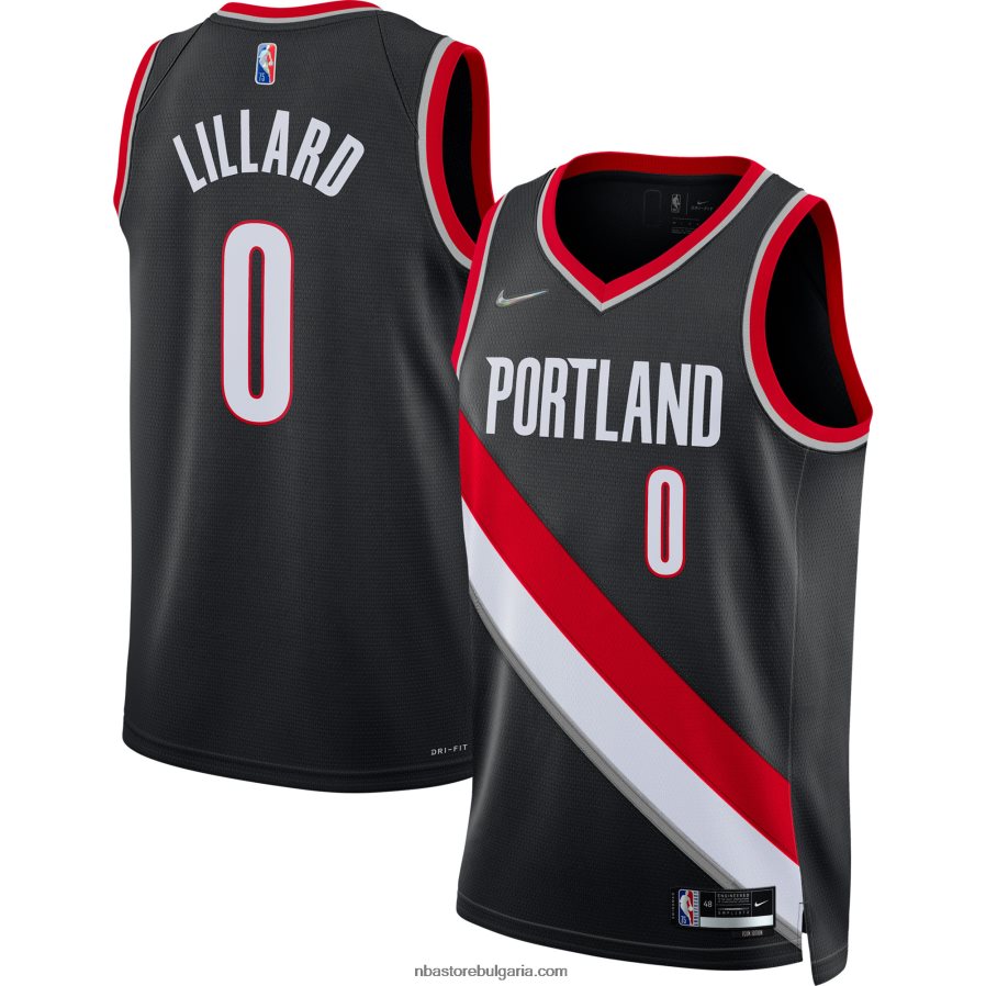 NBA JZ8F021732 portland trail blazers damian lillard nike black diamond swingman jersey