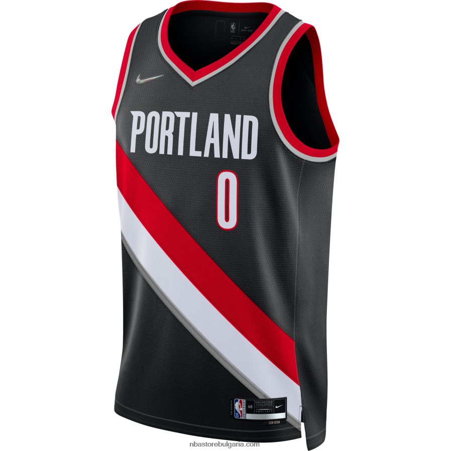 NBA JZ8F021732 portland trail blazers damian lillard nike black diamond swingman jersey