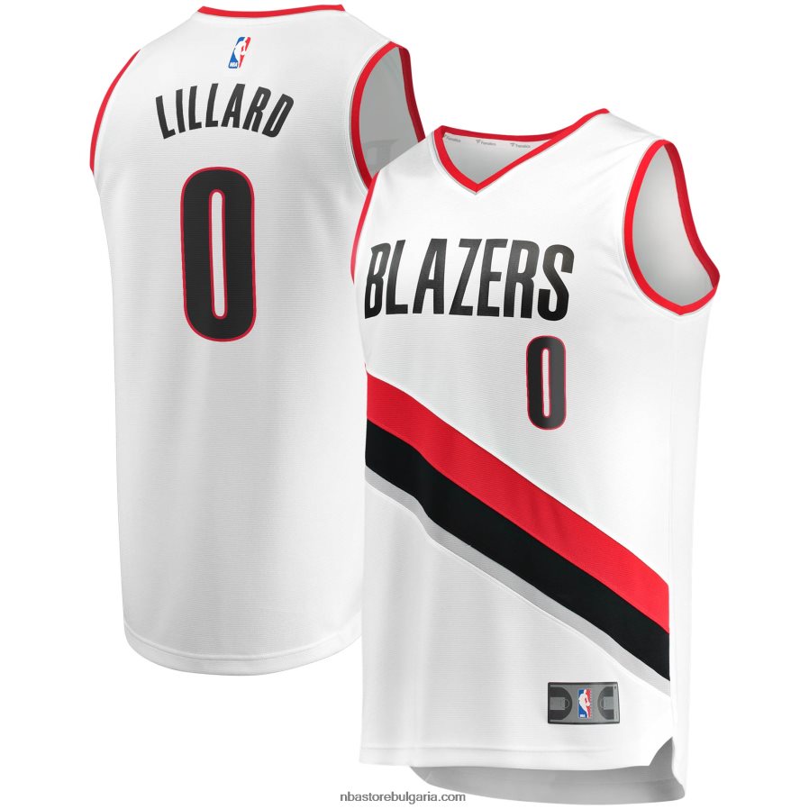 NBA JZ8F02315 портланд трейл блейзърс дамиан лилард бяла фланелка за бързо прекъсване реплика