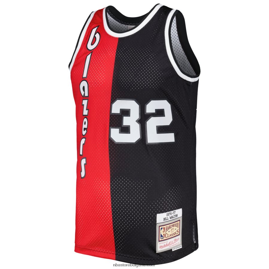 NBA JZ8F023608 portland trail blazers bill walton red/black hardwood classics 1976-77 split swingman фланелка