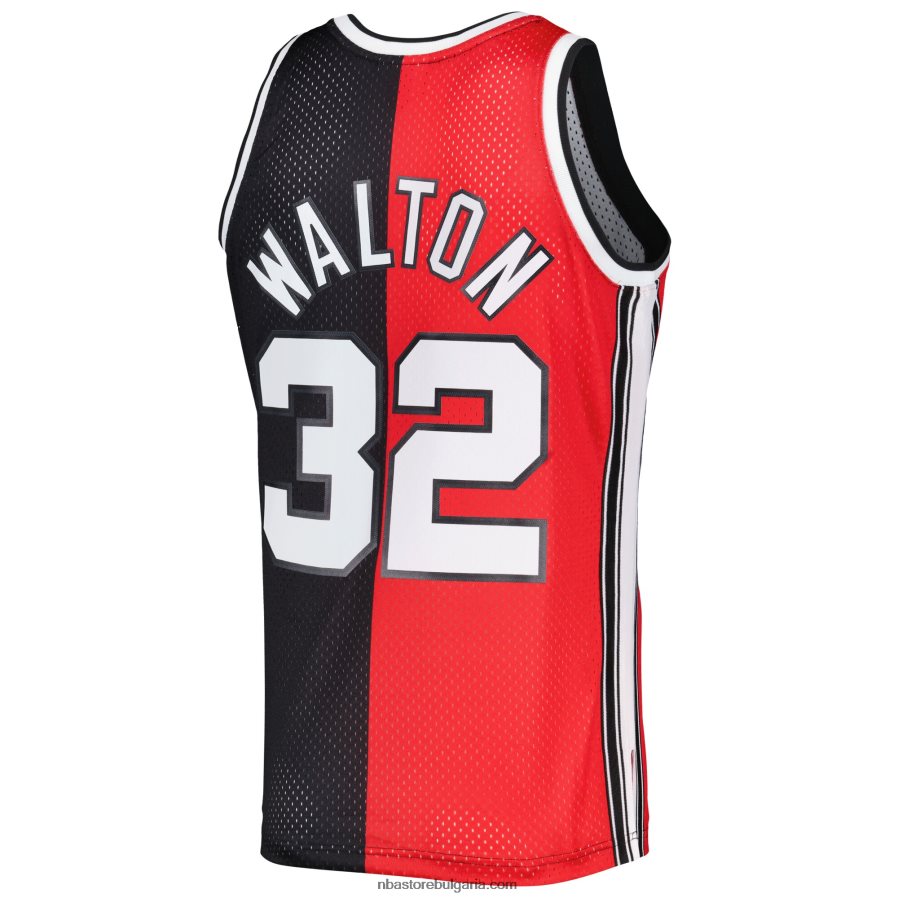 NBA JZ8F023608 portland trail blazers bill walton red/black hardwood classics 1976-77 split swingman фланелка