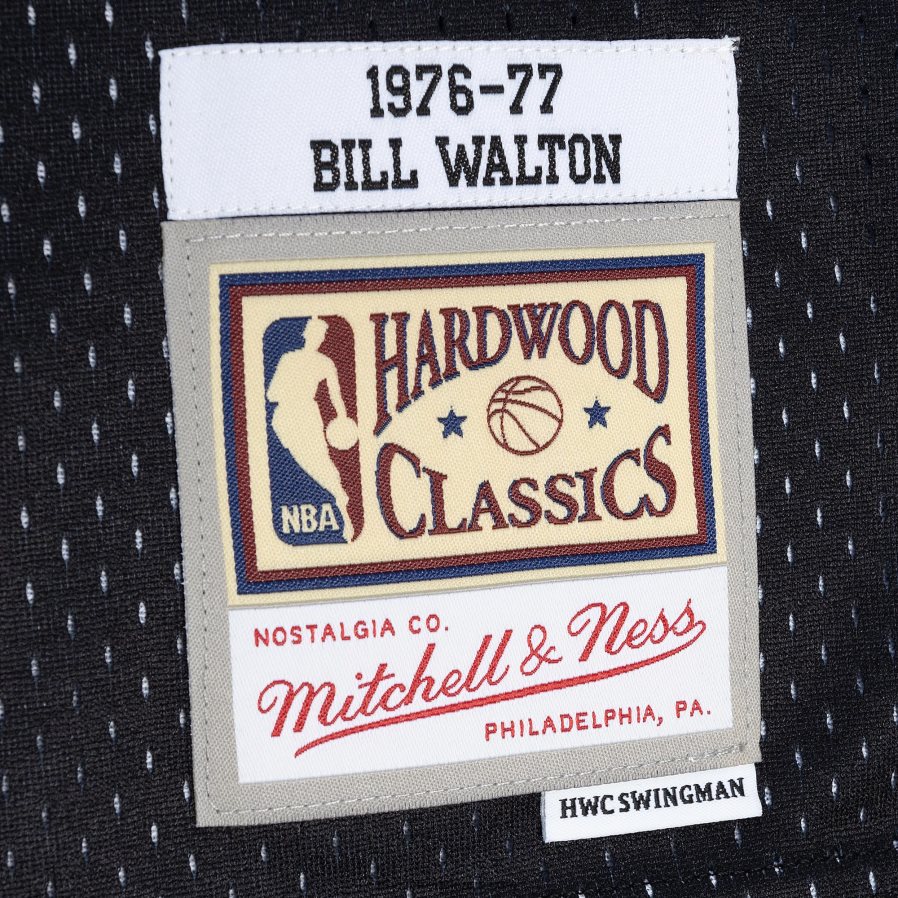 NBA JZ8F023608 portland trail blazers bill walton red/black hardwood classics 1976-77 split swingman фланелка