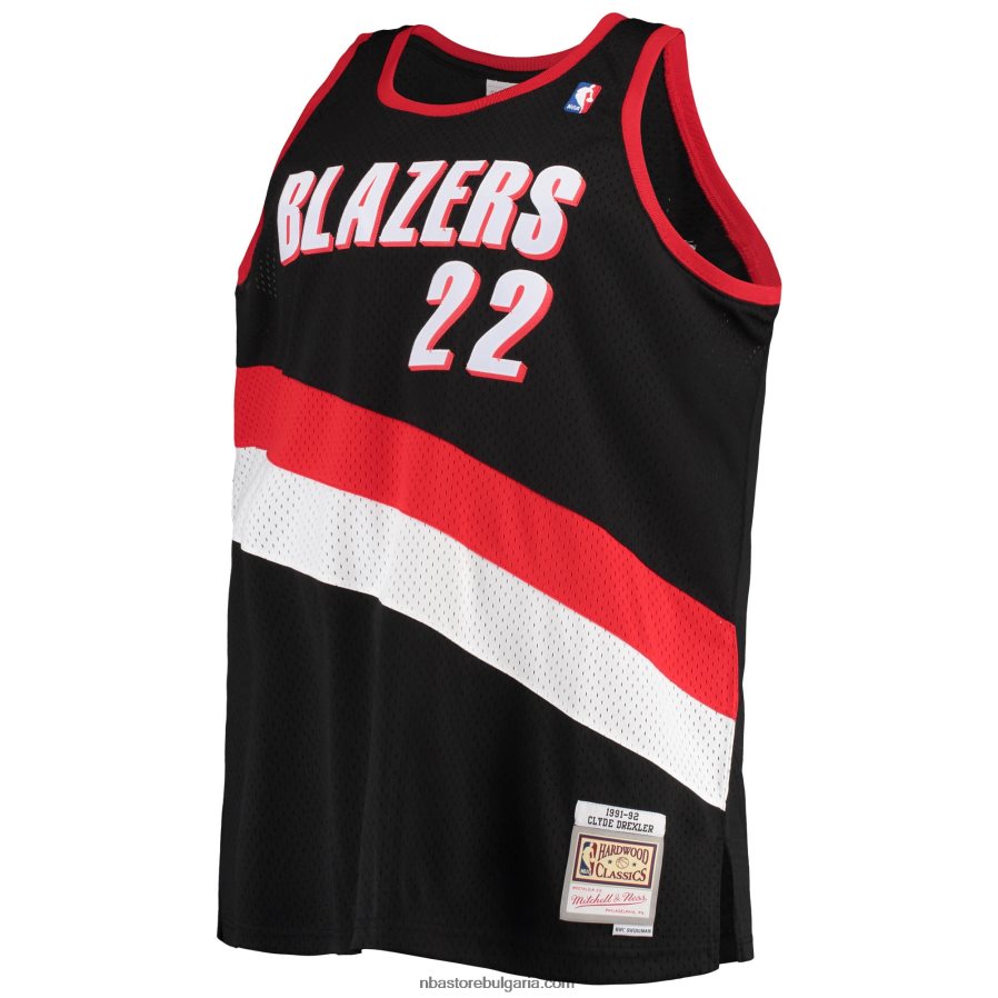 NBA JZ8F023859 portland trail blazers clyde drexler black big & tall hardwood classics swingman фланелка