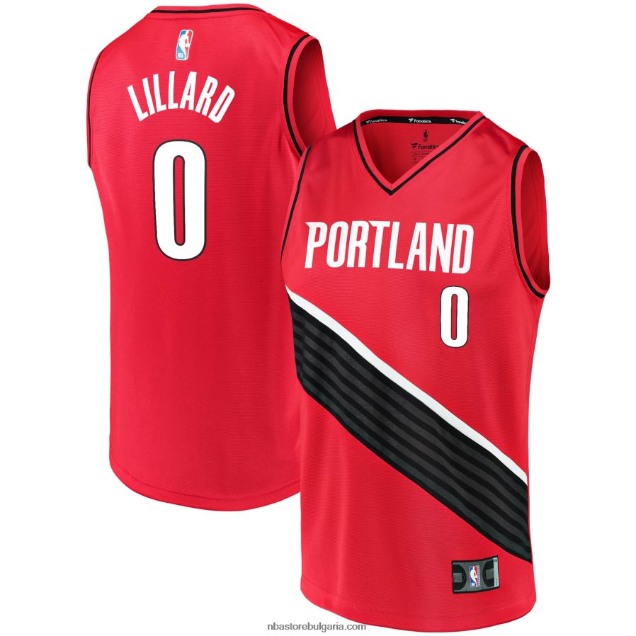NBA JZ8F024099 Портланд трейл блейзърс Дамян Лилард червена реплика на фланелка за бързо прекъсване
