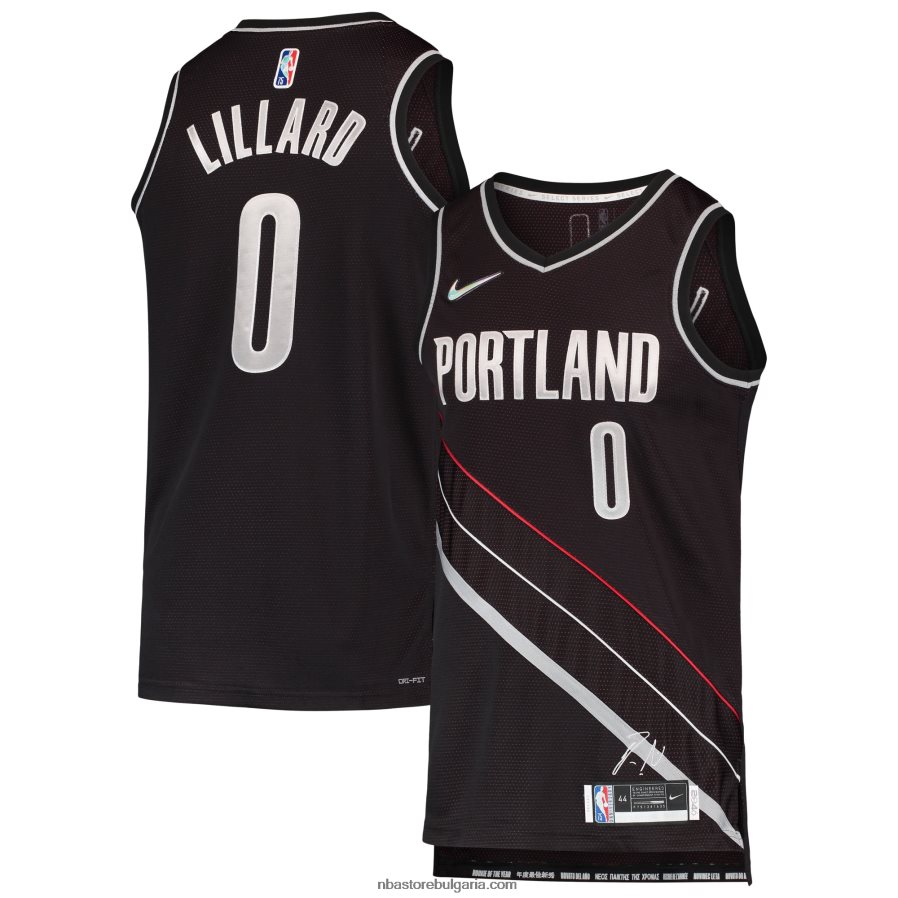 NBA JZ8F024381 портланд трейл блейзърс деймиън лилард черна серия новобранец на годината фланелка на отбора на swingman