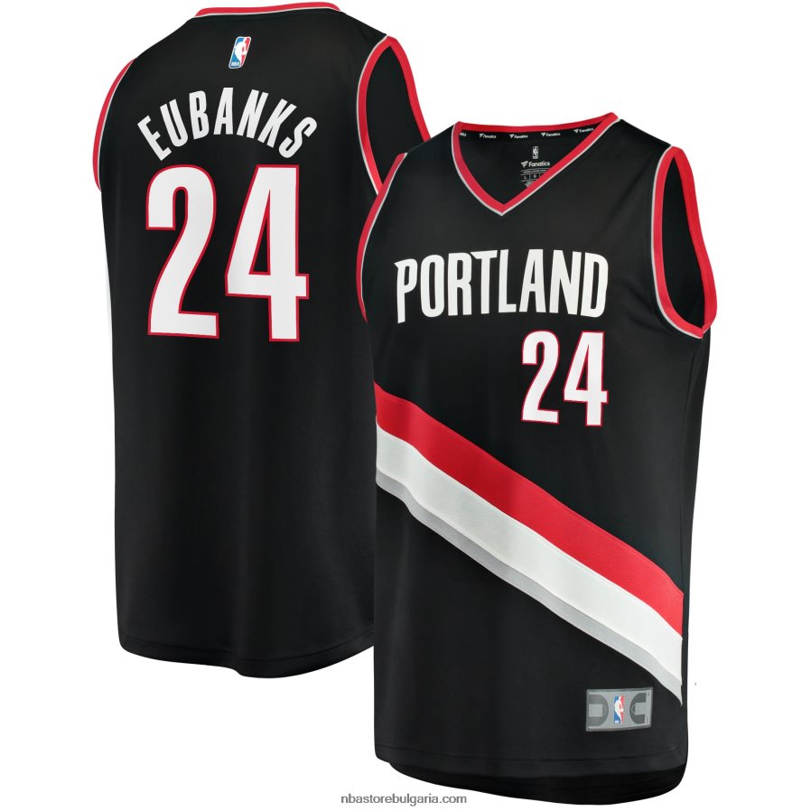 NBA JZ8F024906 портланд трейл блейзърс нарисува юбанкс черен бърз брейк реплика на фланелка на играч - икона