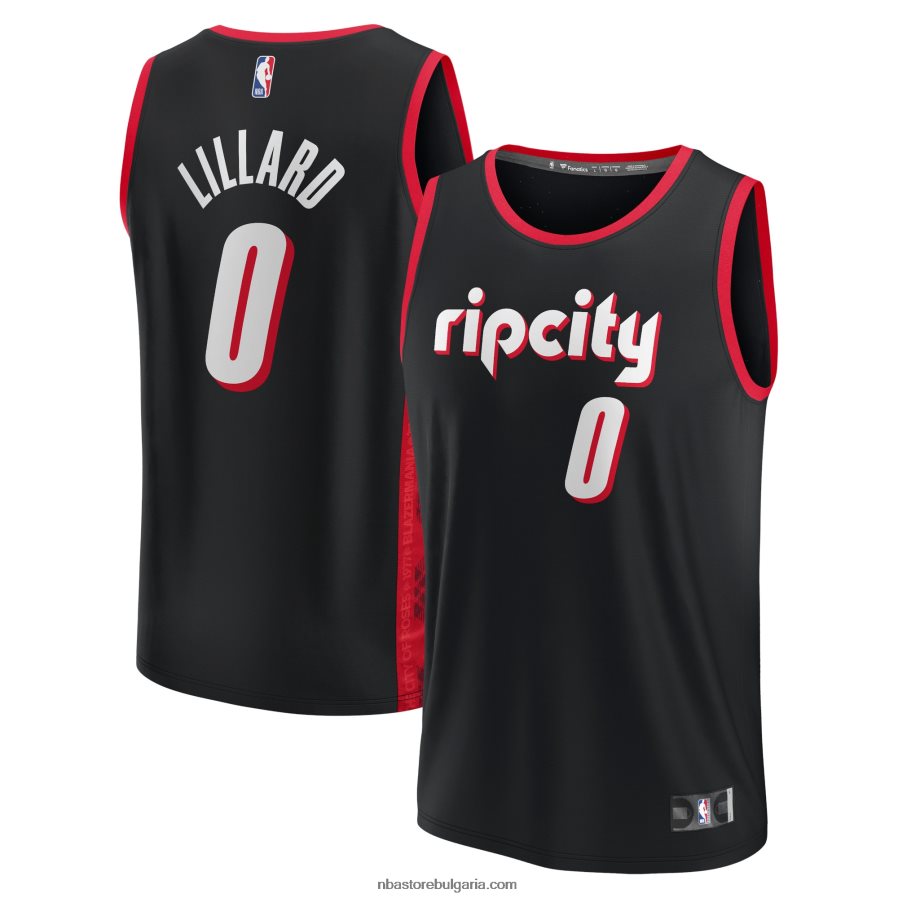 NBA JZ8F025619 портланд трейл блейзърс дамян лилард черна реплика на фланелка за бързо прекъсване