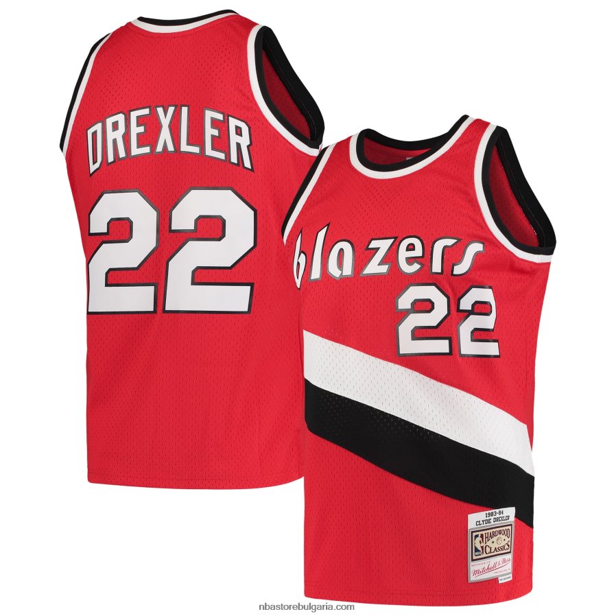 NBA JZ8F028615 portland trail blazers clyde drexler mitchell & ness red hardwood classics 1983-84 swingman фланелка