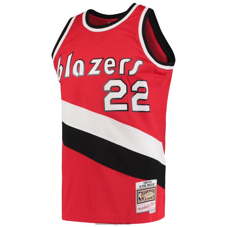 NBA JZ8F028615 portland trail blazers clyde drexler mitchell & ness red hardwood classics 1983-84 swingman фланелка