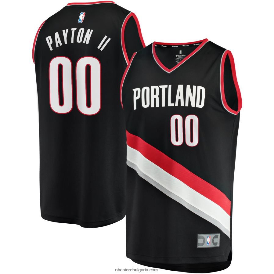 NBA JZ8F028733 портланд трейл блейзърс gary payton ii черна реплика на фланелка за бързо прекъсване