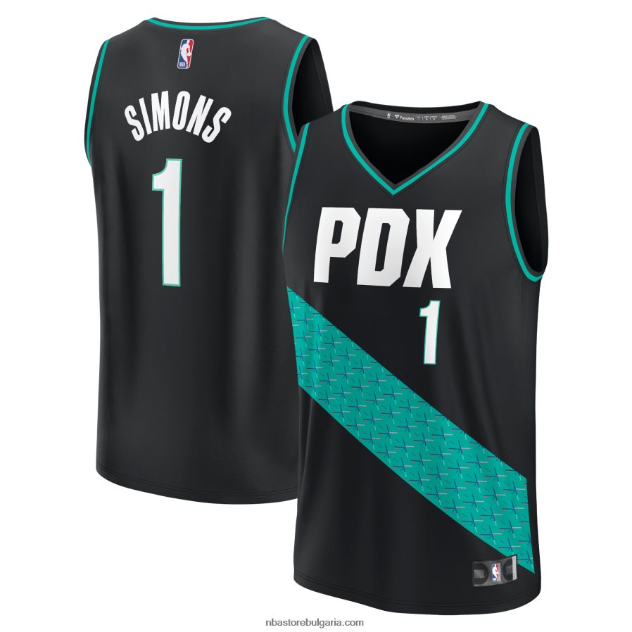 NBA JZ8F02950 портланд трейл блейзърс анфърни симънс черна фланелка за бърз брейк