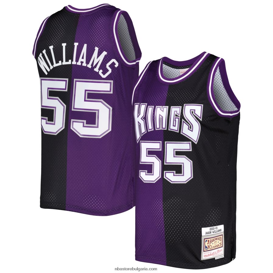 NBA JZ8F021468 sacramento kings jason williams mitchell & ness purple/black hardwood classics split swingman фланелка