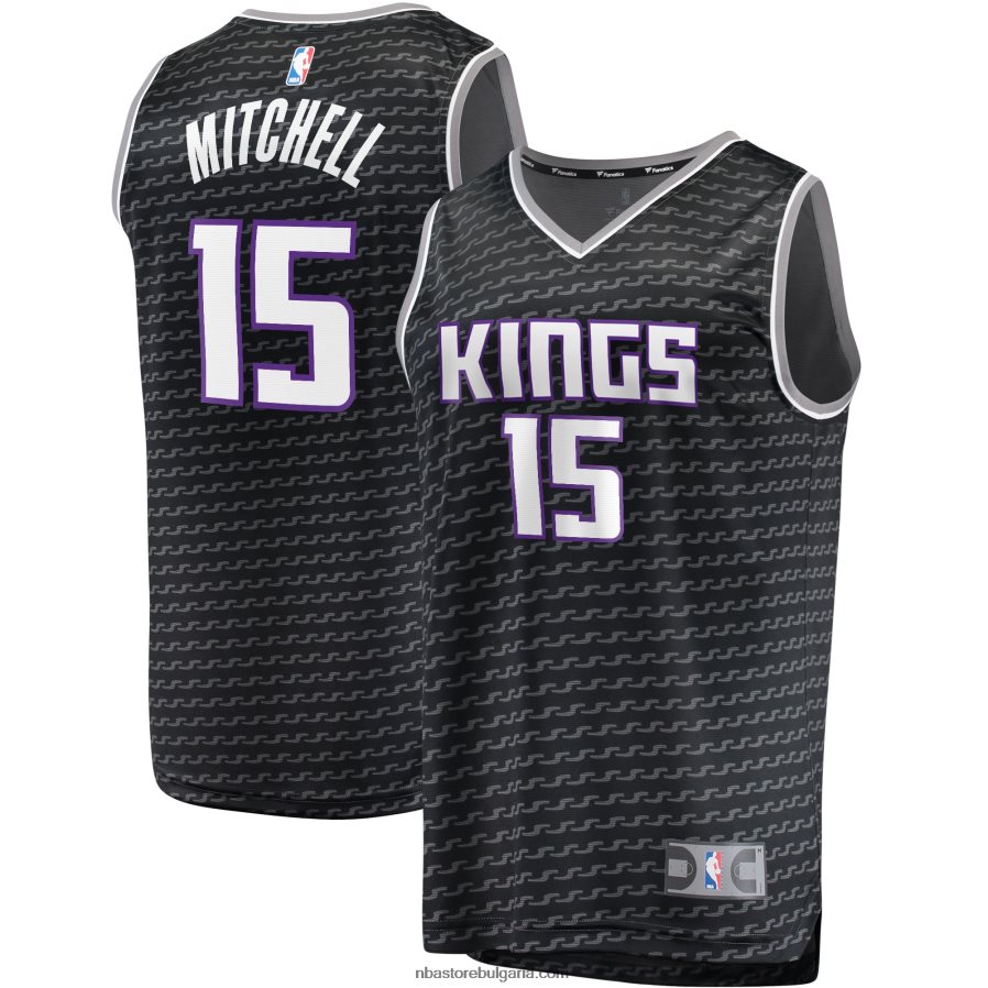NBA JZ8F021690 sacramento kings davion mitchell black fast break реплика на фланелка