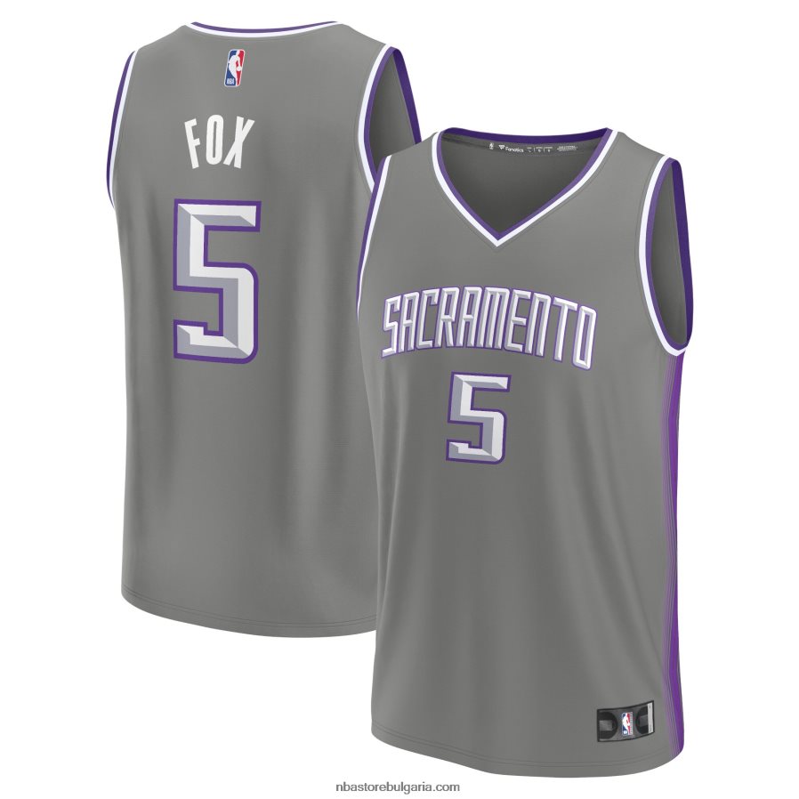 NBA JZ8F022834 sacramento kings de'aaron fox grey fastbreak фланелка