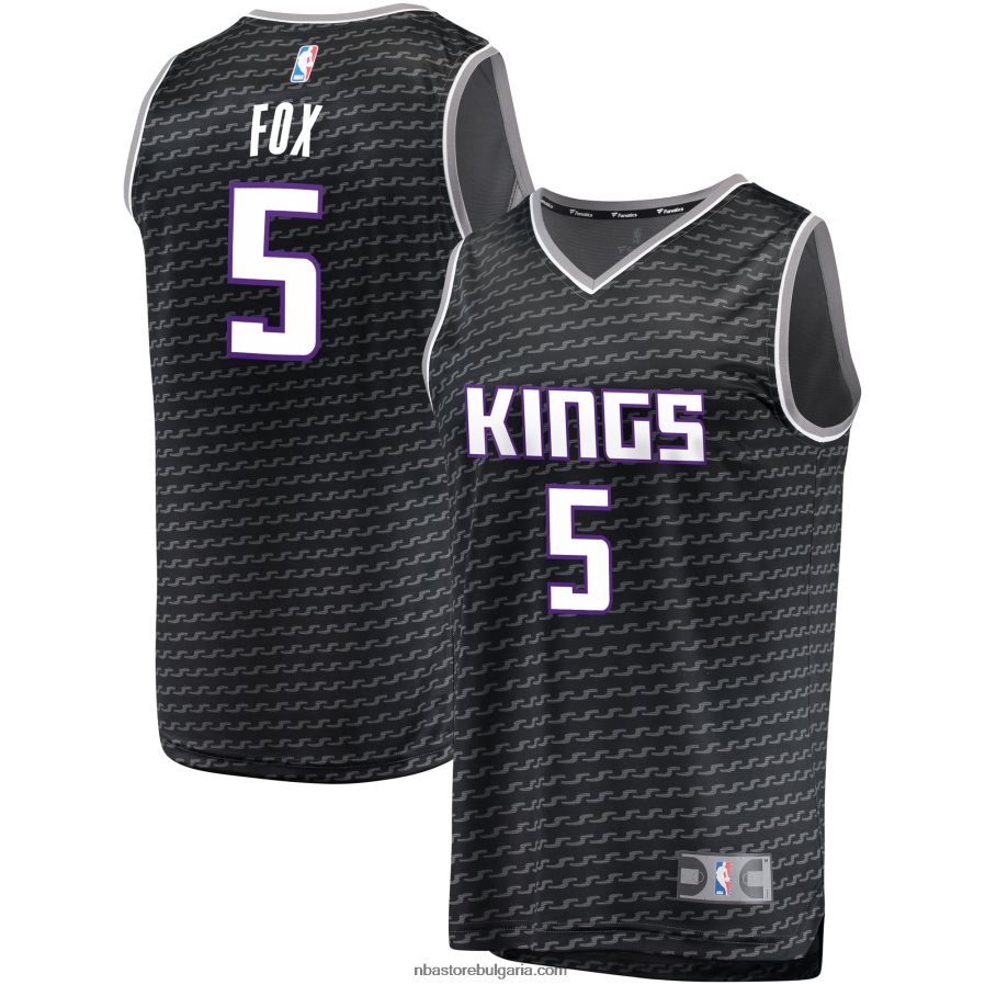 NBA JZ8F023184 sacramento kings de'aaron fox black fast break реплика на фланелка
