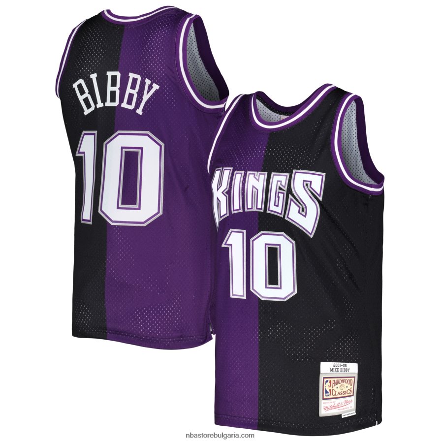 NBA JZ8F023204 sacramento kings mike bibby mitchell & ness purple/black hardwood classics сплит суингмен трико