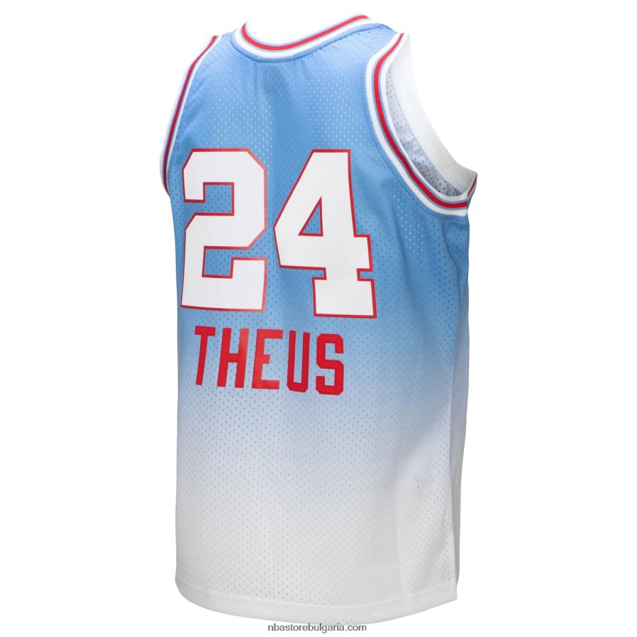 NBA JZ8F024193 sacramento kings reggie theus white/light blue hardwood classics fadeaway swingman фланелка