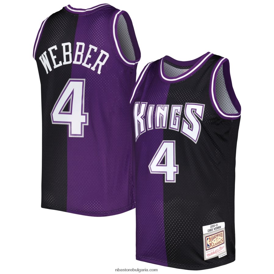 NBA JZ8F02531 sacramento kings chris webber mitchell & ness purple/black hardwood classics сплит swingman фланелка
