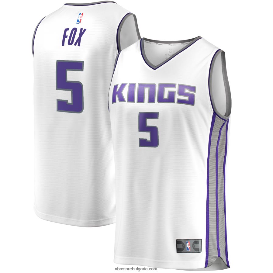NBA JZ8F027457 sacramento kings de'aaron fox white fast break реплика на фланелка на играч