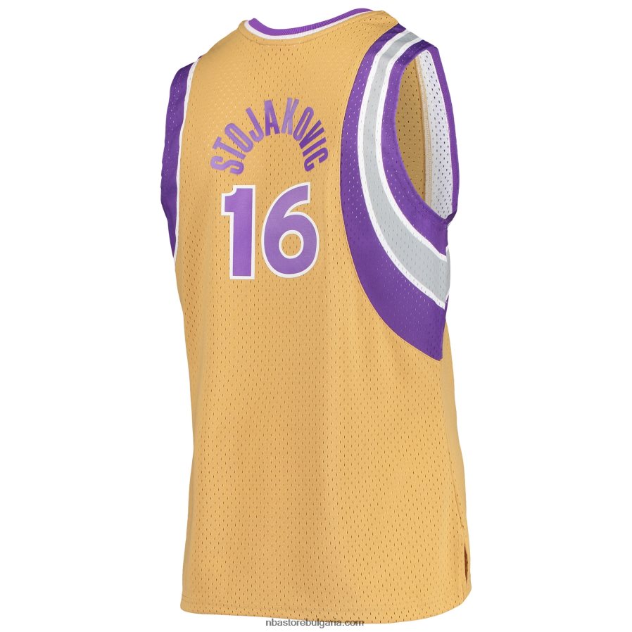 NBA JZ8F027838 sacramento kings peja stojakovic mitchell & ness gold hardwood classics swingman фланелка