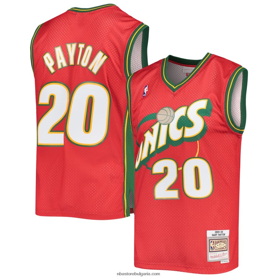 NBA JZ8F022821 seattle supersonics gary payton red 1999-2000 автентична твърда класическа фланелка swingman