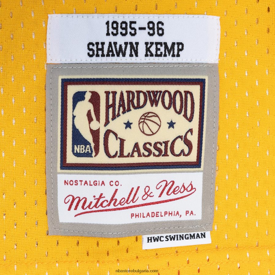 NBA JZ8F02987 seattle supersonics shawn kemp mitchell & ness green/gold hardwood classics split swingman triko