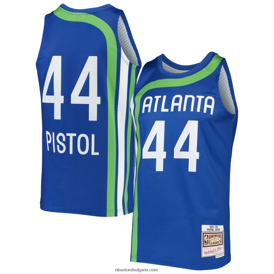 NBA JZ8F021243 атланта хоукс пет маравич мичъл и нес синя твърда дървесина класика swingman фланелка