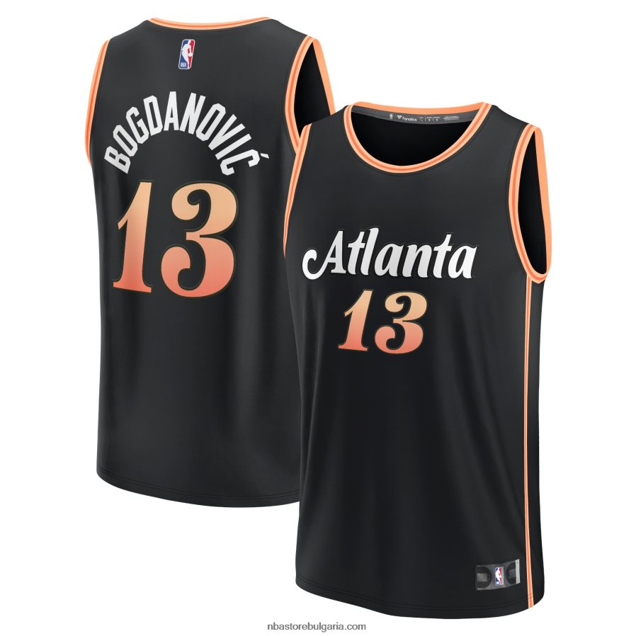 NBA JZ8F021900 атланта хоукс богдан богданович черна фланелка за бърз брейк