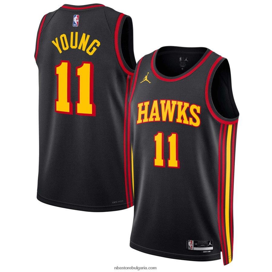 NBA JZ8F02211 черна фланелка суингмен на марката atlanta hawks trae young jordan