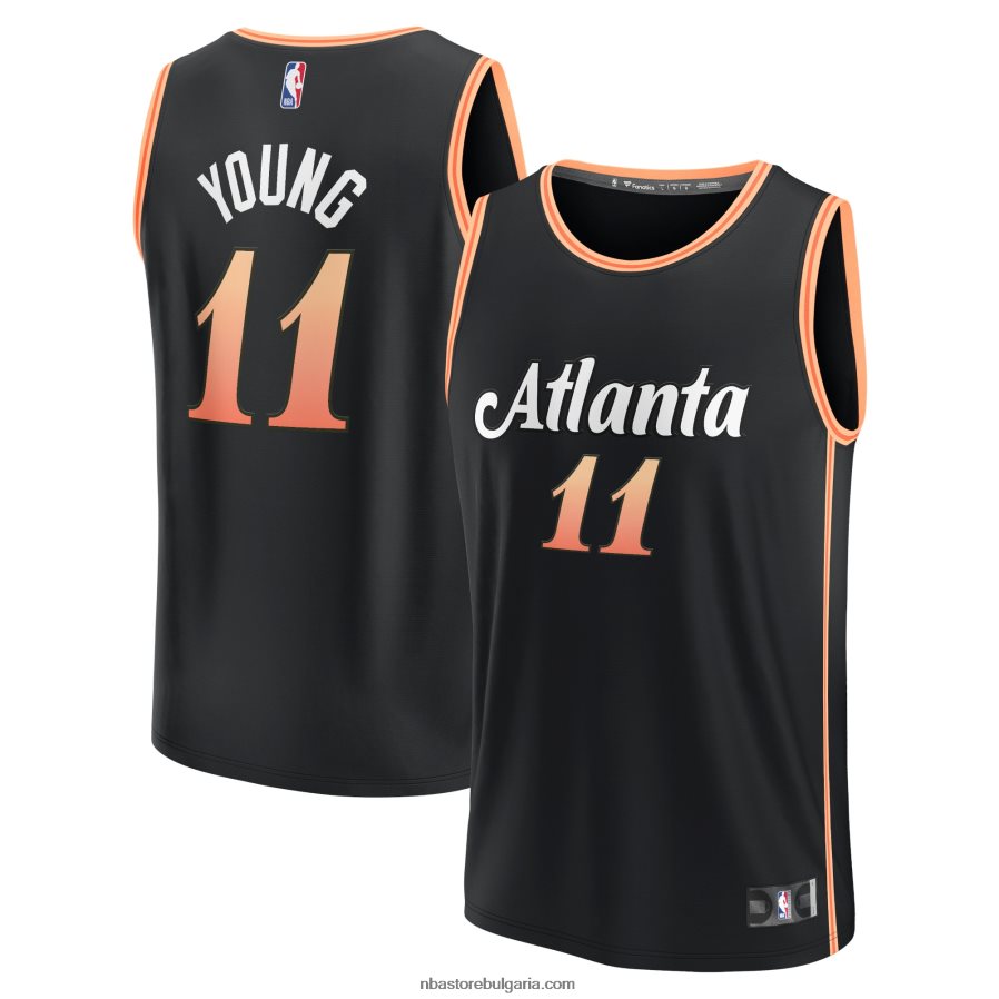 NBA JZ8F025061 атланта хоукс трей млада черна фланелка за бърз пробив