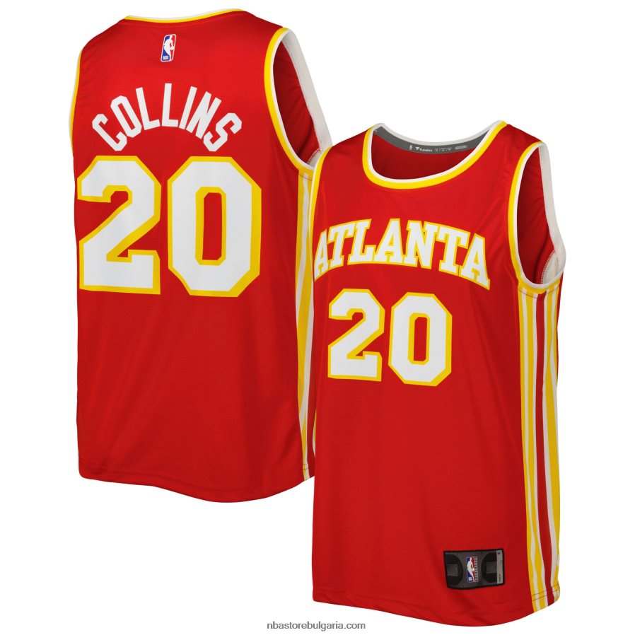 NBA JZ8F025370 атланта хоукс джон колинс червена фланелка за бърз брейк