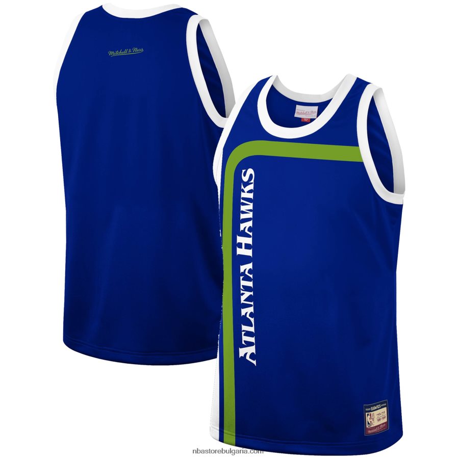 NBA JZ8F028013 атланта хоукс мичъл и нес синя твърда дървесина класически екип наследство модна фланелка