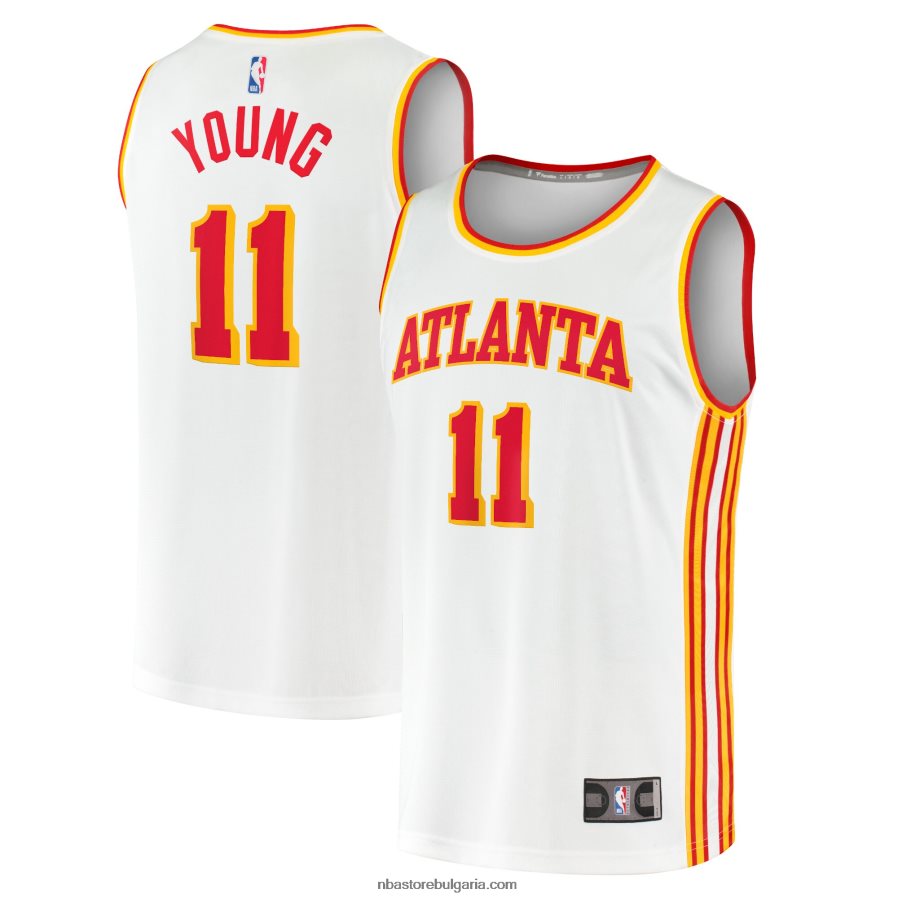 NBA JZ8F02847 атланта хоукс трей млад бял фланелка на играч за бърз брейк
