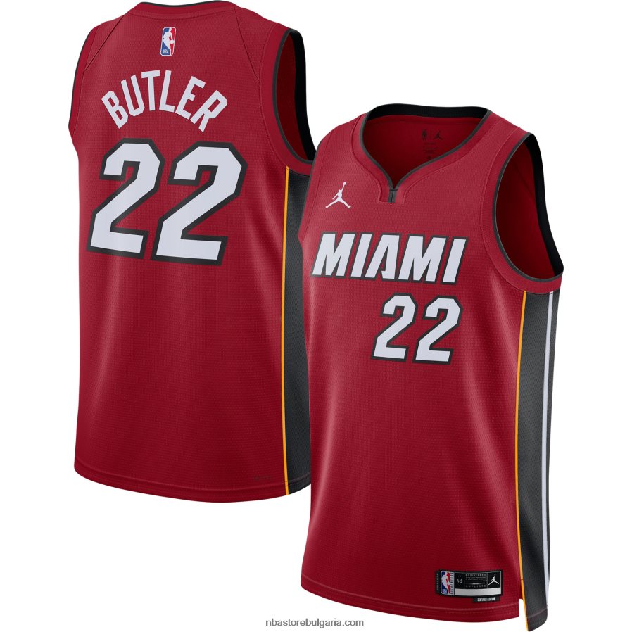 NBA JZ8F021008 Маями Хийт Джими Бътлър Джордан марка червено суингмен фланелка