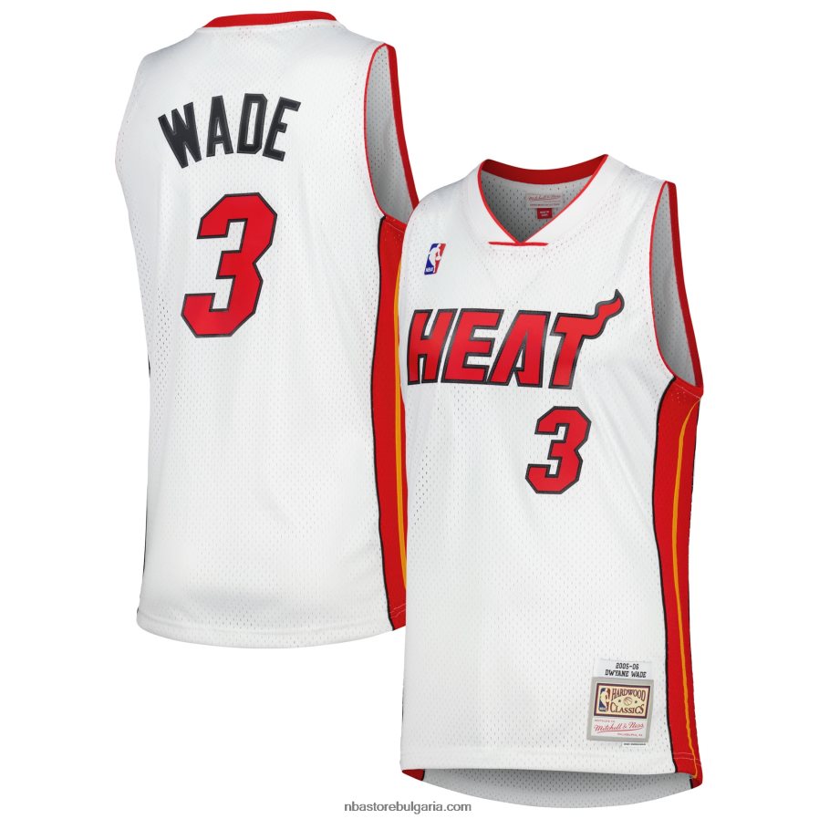 NBA JZ8F02112 miami heat dwyane wade mitchell & ness white hardwood classics swingman triko