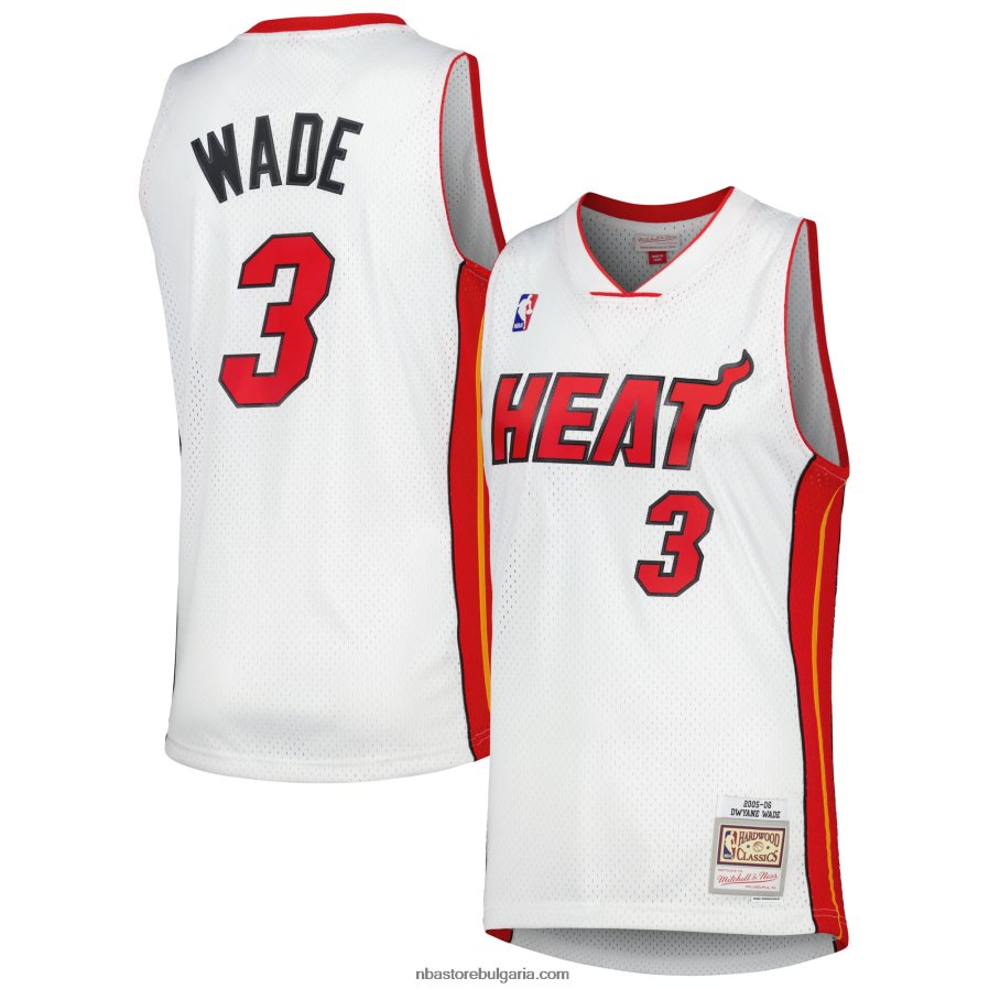 NBA JZ8F02112 miami heat dwyane wade mitchell & ness white hardwood classics swingman triko