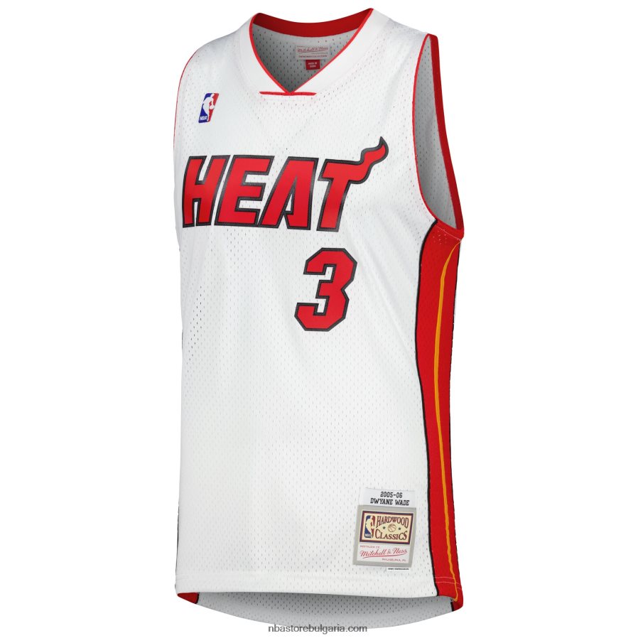 NBA JZ8F02112 miami heat dwyane wade mitchell & ness white hardwood classics swingman triko