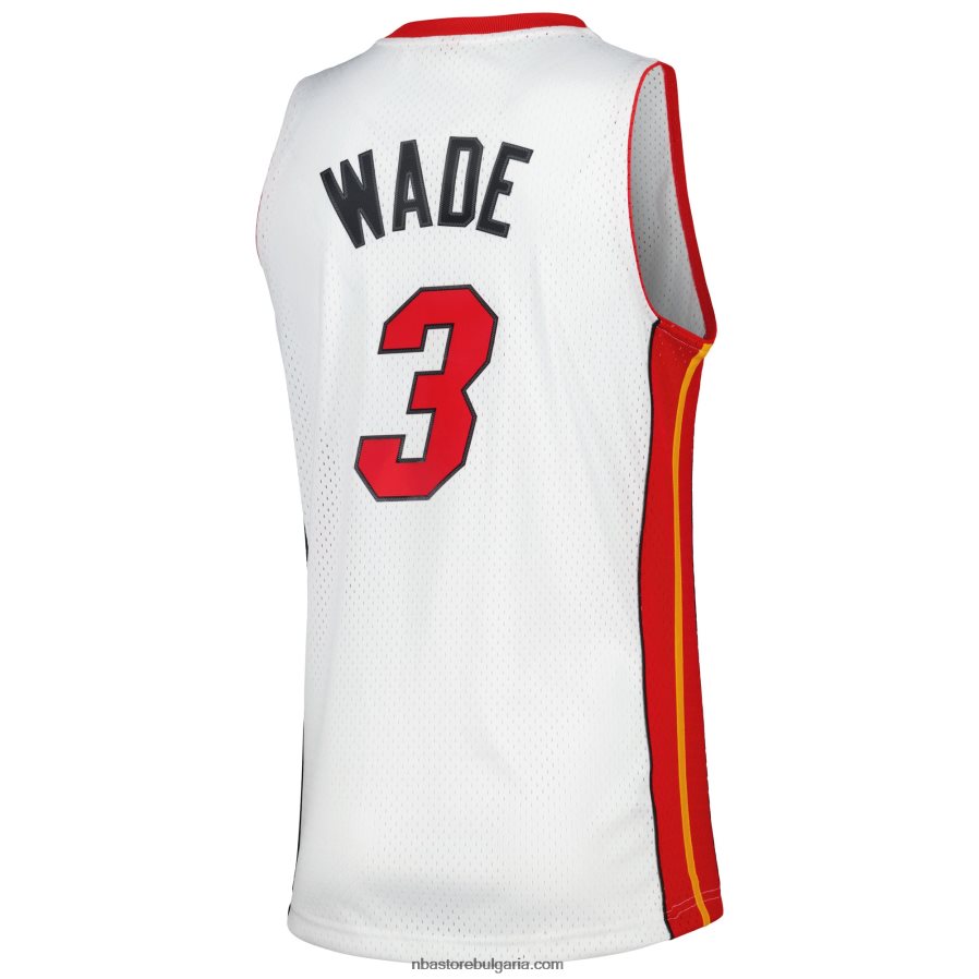 NBA JZ8F02112 miami heat dwyane wade mitchell & ness white hardwood classics swingman triko