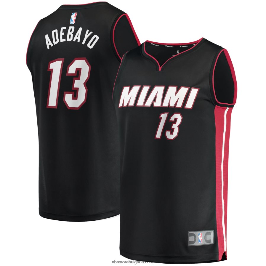 NBA JZ8F022281 miami heat bam adebayo черна реплика на фланелка за бързо прекъсване