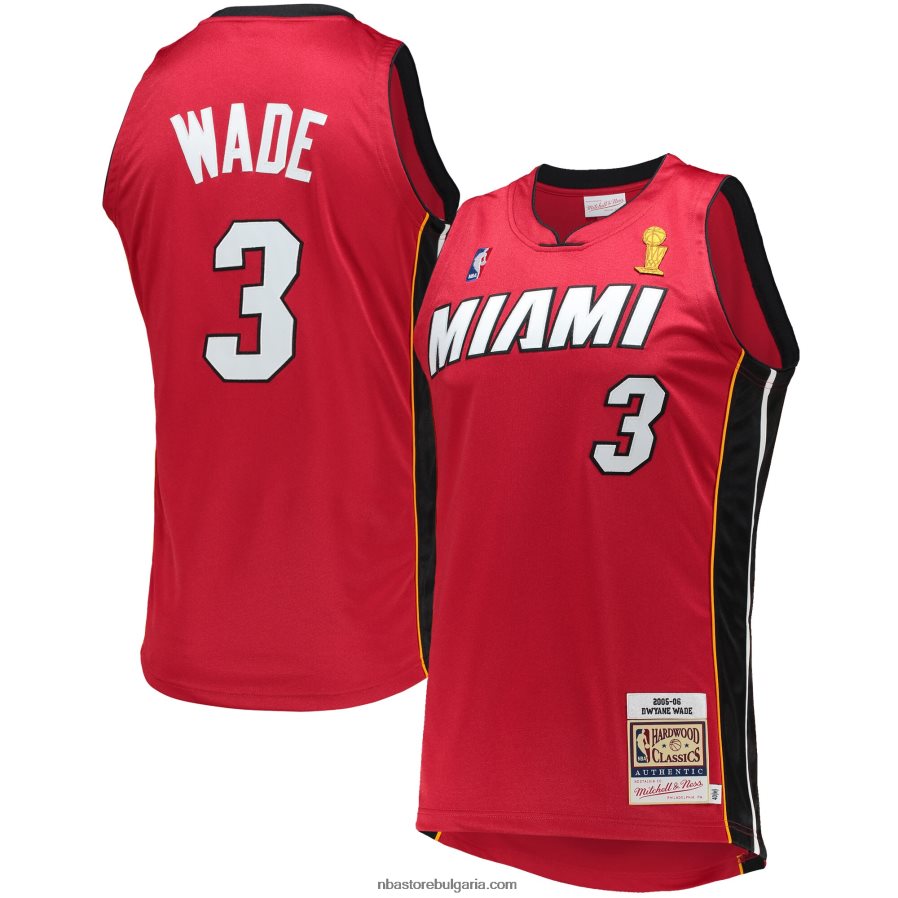 NBA JZ8F022818 miami heat dwyane wade mitchell & ness red hardwood classics автентично трико