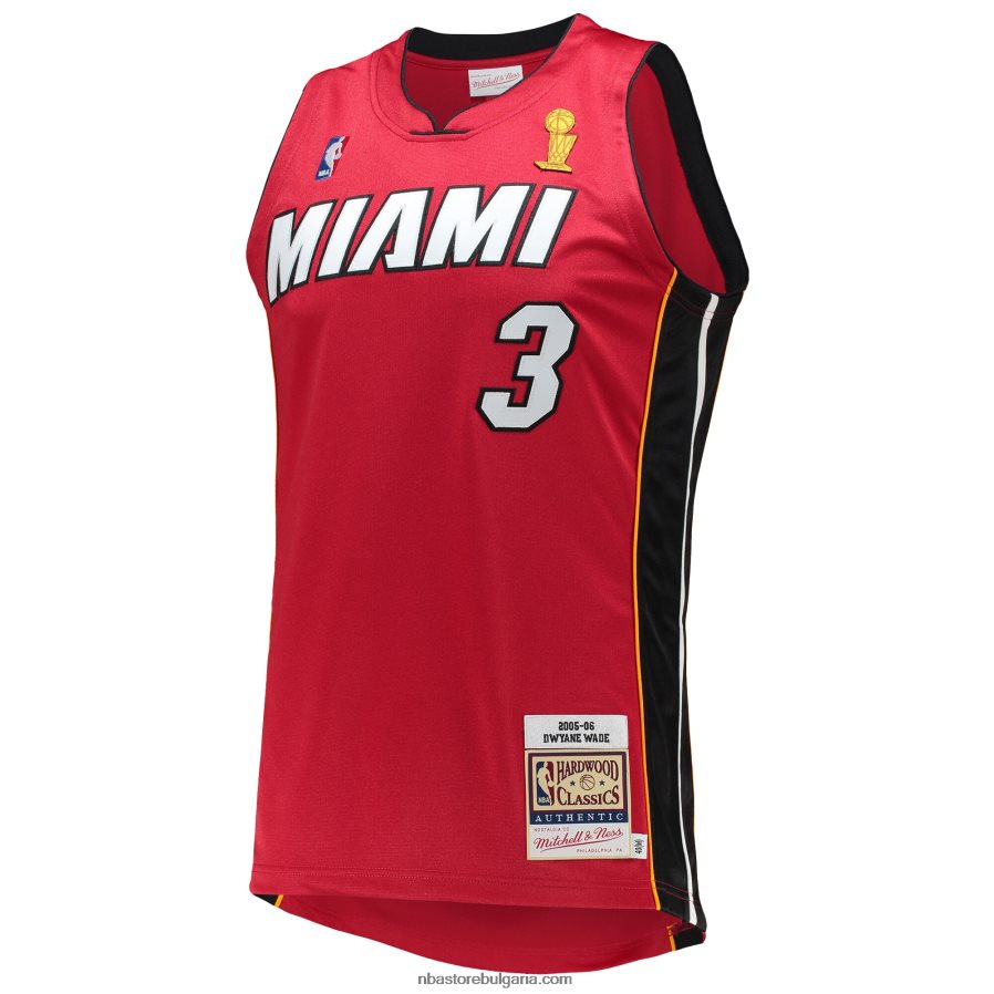 NBA JZ8F022818 miami heat dwyane wade mitchell & ness red hardwood classics автентично трико