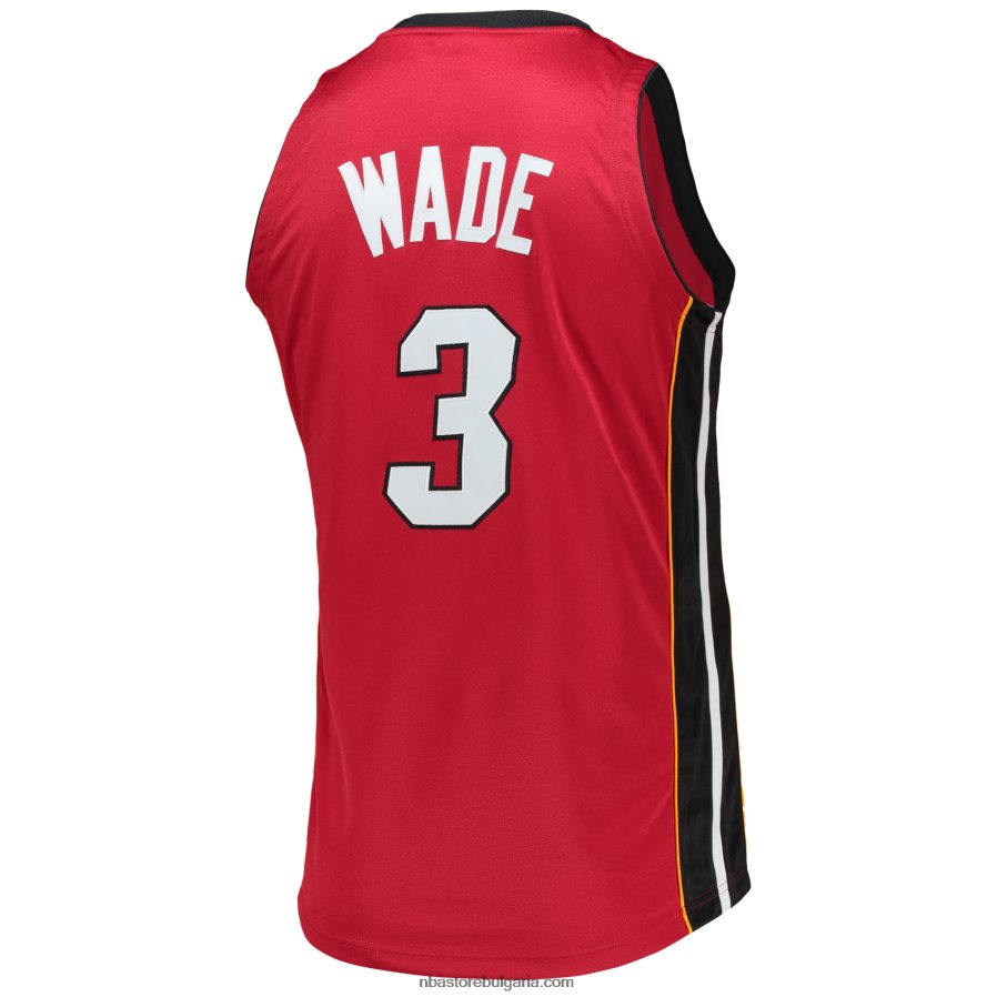 NBA JZ8F022818 miami heat dwyane wade mitchell & ness red hardwood classics автентично трико
