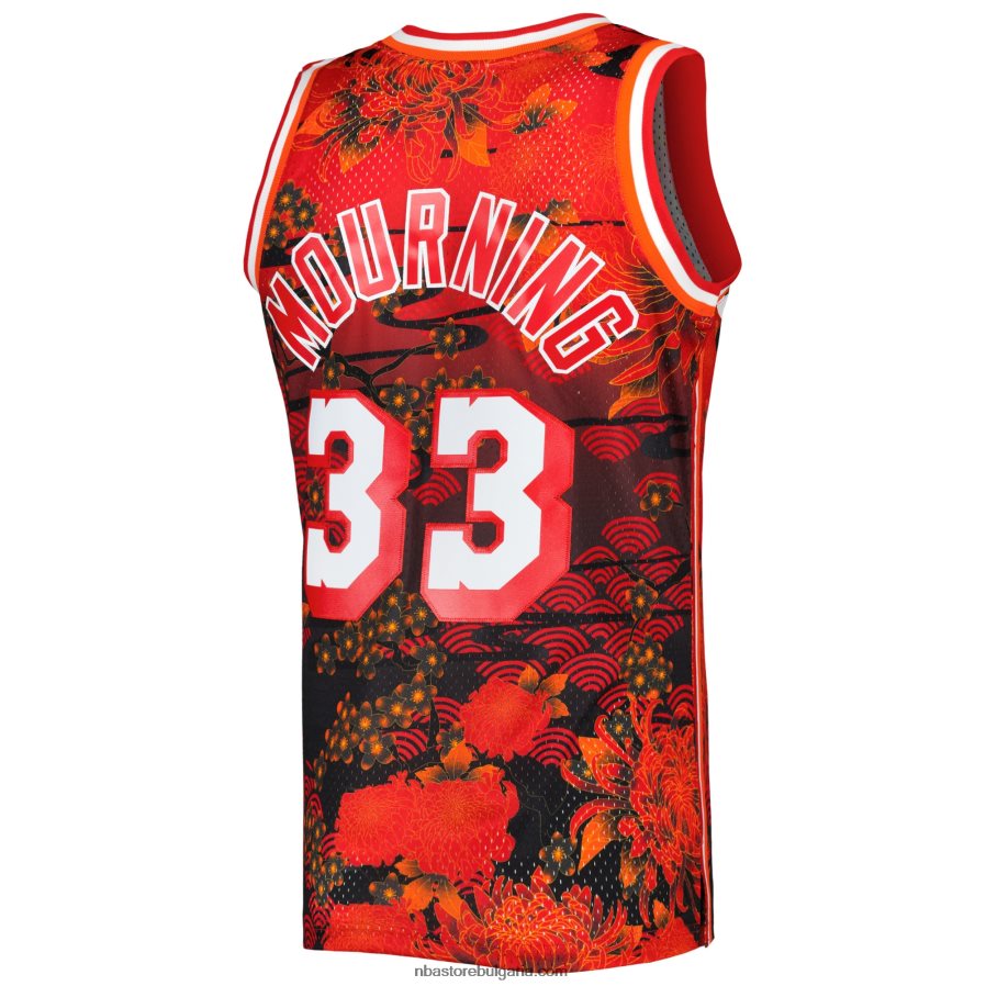 NBA JZ8F023956 miami heat alonzo mourning mitchell & ness red hardwood classics лунна нова година swingman фланелка