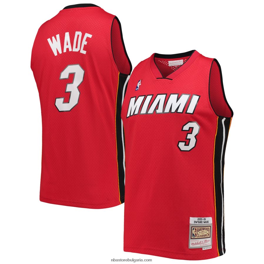NBA JZ8F024654 miami heat dwyane wade mitchell & ness red big & tall hardwood classics swingman фланелка