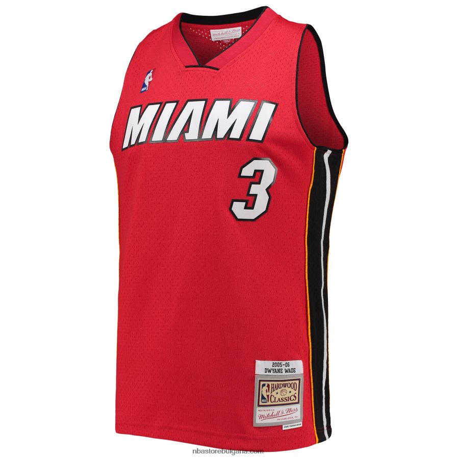 NBA JZ8F024654 miami heat dwyane wade mitchell & ness red big & tall hardwood classics swingman фланелка
