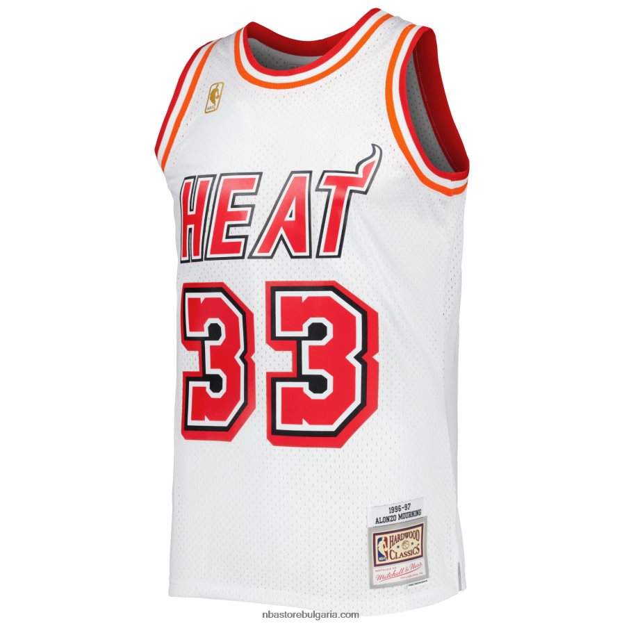 NBA JZ8F025072 mitchell & ness alonzo mourning white miami heat hardwood classics swingman triko