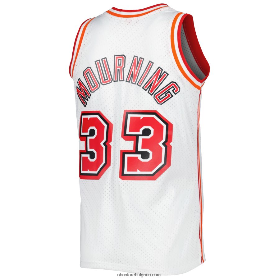 NBA JZ8F025072 mitchell & ness alonzo mourning white miami heat hardwood classics swingman triko