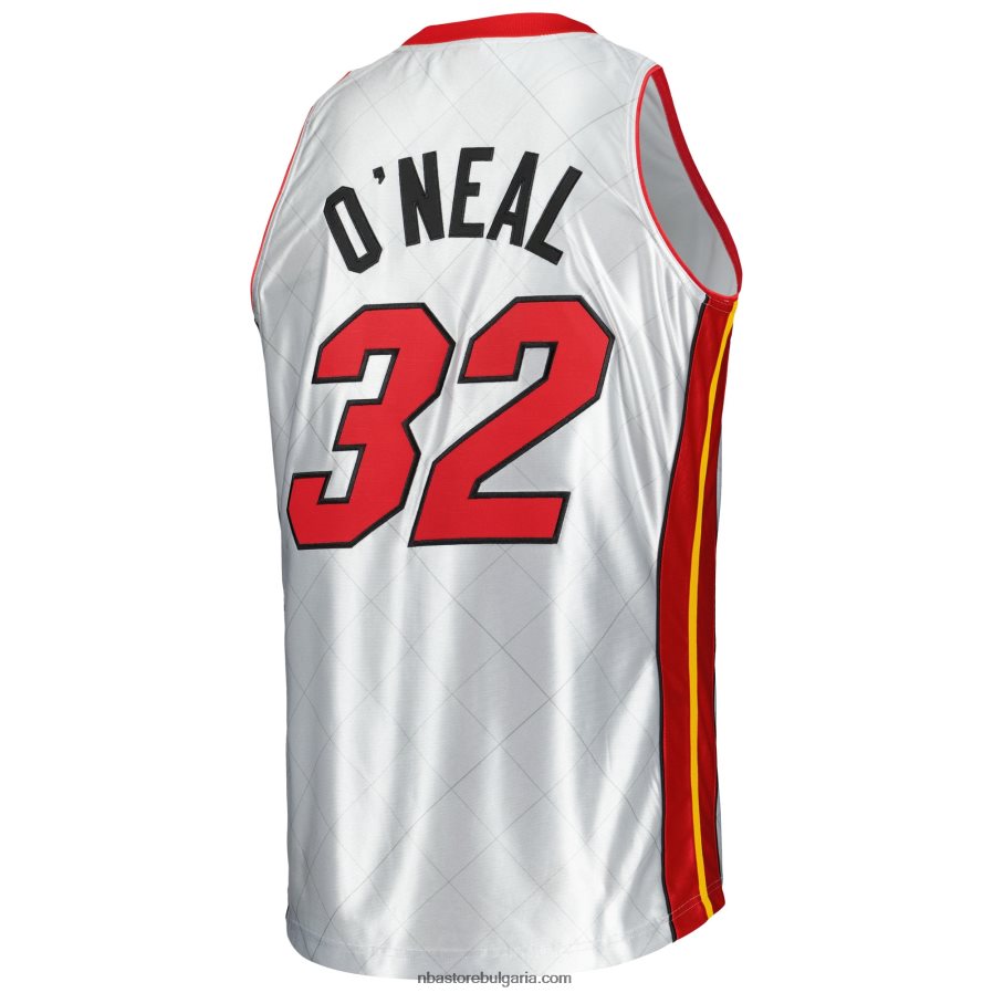 NBA JZ8F025092 miami heat shaquille o\'neal platinum hardwood classics суингмен трико за 75-та годишнина