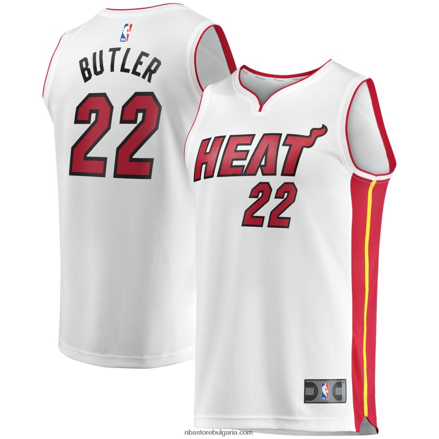 NBA JZ8F02568 Маями Хийт Джими Бътлър бяла фланелка за реплика на играч за бързо прекъсване